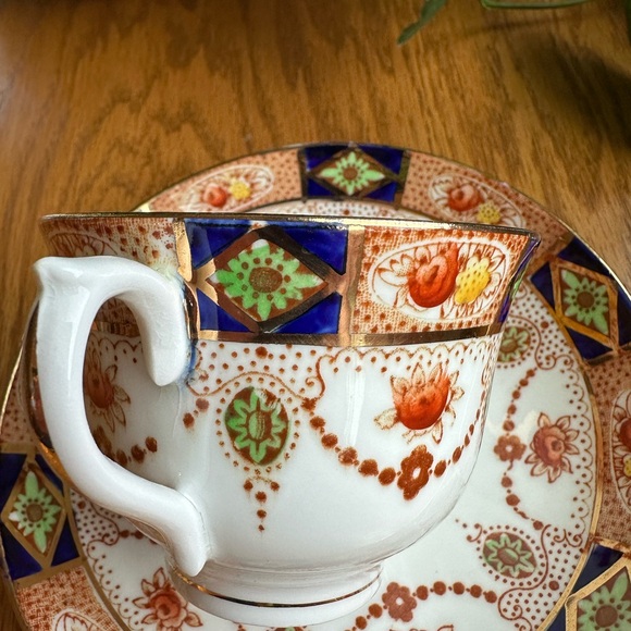 VTG Colclough Bone China England Footed Cup & Saucer 3775 Imari Style 1930’s - Picture 10 of 11